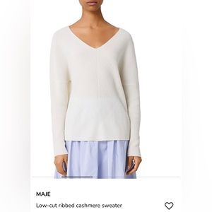 Maje ecru low cut cashmere sweater. Size 1.